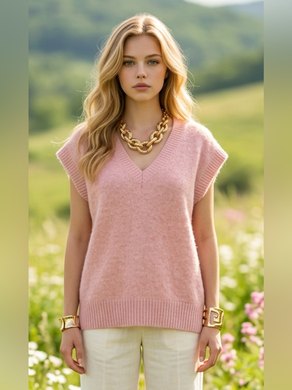 Ricki's Blush Pink V-Neck Fuzzy Sweater Vest